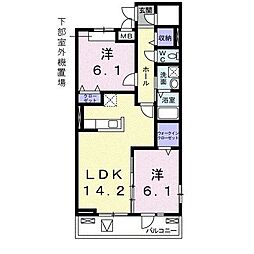 グレイスヴィラ2番館 2LDKの間取図画像