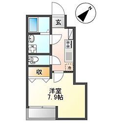 ヒルトップ屋敷町 1Kの間取図画像