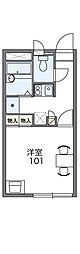 レオパレス中浜 1Kの間取図画像