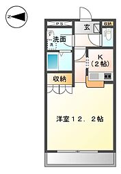 ロワール 1Kの間取図画像