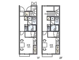 レオパレスたちばな2 1Kの間取図画像