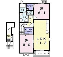 メゾン城ノ下B 2LDKの間取図画像