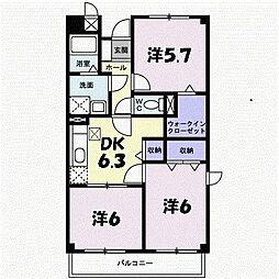 ヴェルジェ 3DKの間取図画像