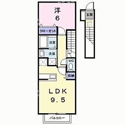 アンジェリート 1LDKの間取図画像