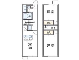 レオパレス尾上 2DKの間取図画像