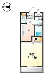 エスポワール壱番館 1Kの間取図画像