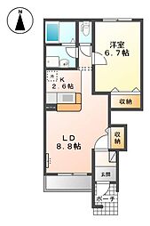 グランベル1 1LDKの間取図画像