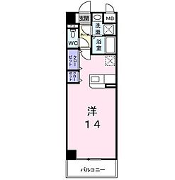コン・タント・アモーレ ワンルームの間取図画像