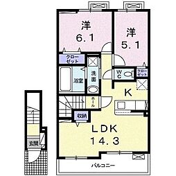 パルグランデ1 2LDKの間取図画像