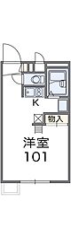 レオパレスルニ1 1Kの間取図画像