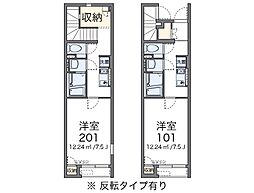 クレイノベルデュール2 1Kの間取図画像