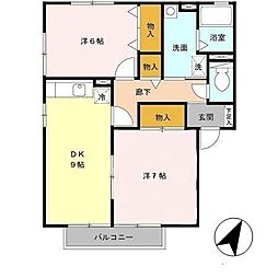 クレールハイムA 2DKの間取図画像