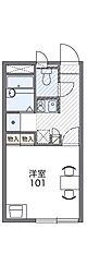 レオパレスM'sフレーズ参番館 1Kの間取図画像
