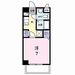 フローレンス西 1Kの間取図画像
