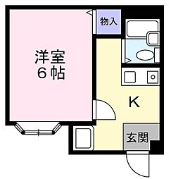 サンパレス高瀬 1Kの間取図画像