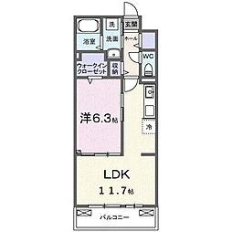 ヒカルサ東加古川 1LDKの間取図画像
