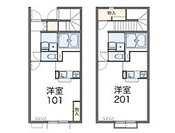 レオネクストブルースカイ 1Kの間取図画像