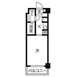カーサ王塚台 ワンルームの間取図画像
