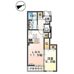 エール 藤 1LDKの間取図画像