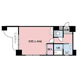 延末アートスカイハイツ ワンルームの間取図画像