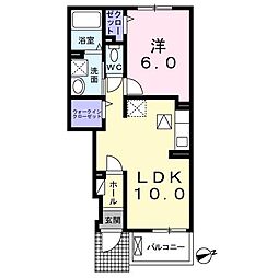 シャン・ド・プレールB 1LDKの間取図画像