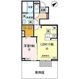D-ROOM上滝野 1LDKの間取図画像