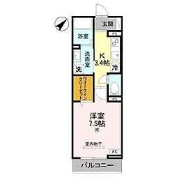 レジデンス尾上町 1Kの間取図画像