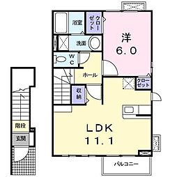 New和田ハイツA 1LDKの間取図画像