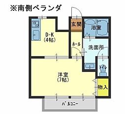 アルカディア幸 1DKの間取図画像