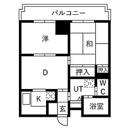 クレドール西明石3 2DKの間取図画像