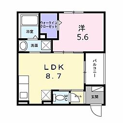 明石市二見町東二見アパート 1LDKの間取図画像