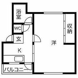 中田マンション 1Kの間取図画像