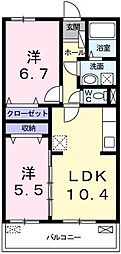 フィオールH&K 2LDKの間取図画像