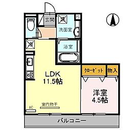 ベルフォーレ2 1LDKの間取図画像