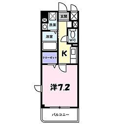 アルヴェアーレ 1Kの間取図画像