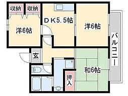 ル・ソレイル明輝 3DKの間取図画像