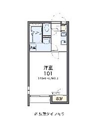 リブェールポムール 1Kの間取図画像