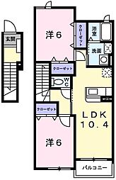 カレント2 2LDKの間取図画像