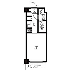 カーサ王塚台 ワンルームの間取図画像