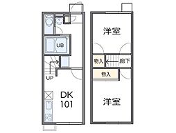 レオパレスサンフォーレ 2DKの間取図画像