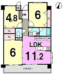 フィオレ井尻 3LDKの間取図画像