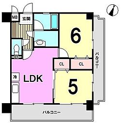 ロマネスク高宮 3DKの間取図画像