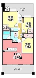 コスモ長丘パークフォルム 3LDKの間取図画像
