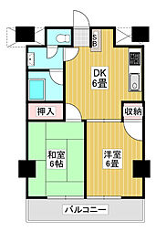 パラシオン越谷 2DKの間取図画像