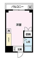 リバーコープ弁天町 ワンルームの間取図画像