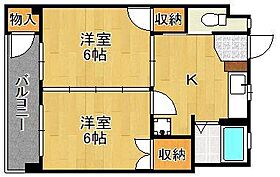 森ビル  ｜ 福岡県北九州市戸畑区中原西2丁目（賃貸マンション2K・5階・34.97㎡） その2