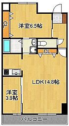 ルミナスAI八幡 2LDKの間取図画像