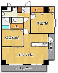 ガーデンパレスやひろ2 2LDKの間取図画像