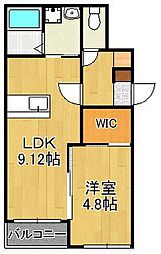 BRAVEBASE元宮 1LDKの間取図画像