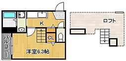 ソフィアHJ2 1Kの間取図画像